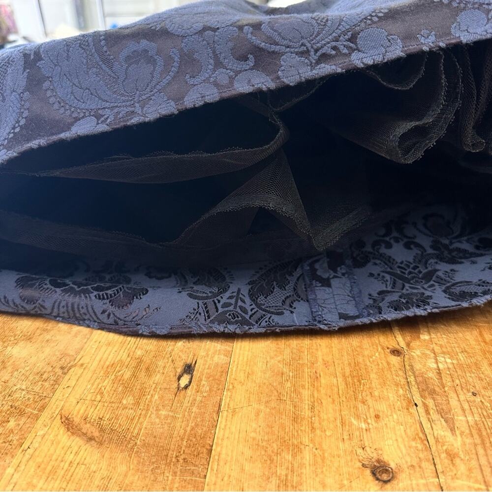 Gunne Sax vintage 80s navy brocade tea length formal/party dress size 7/8 - Picture 11 of 16